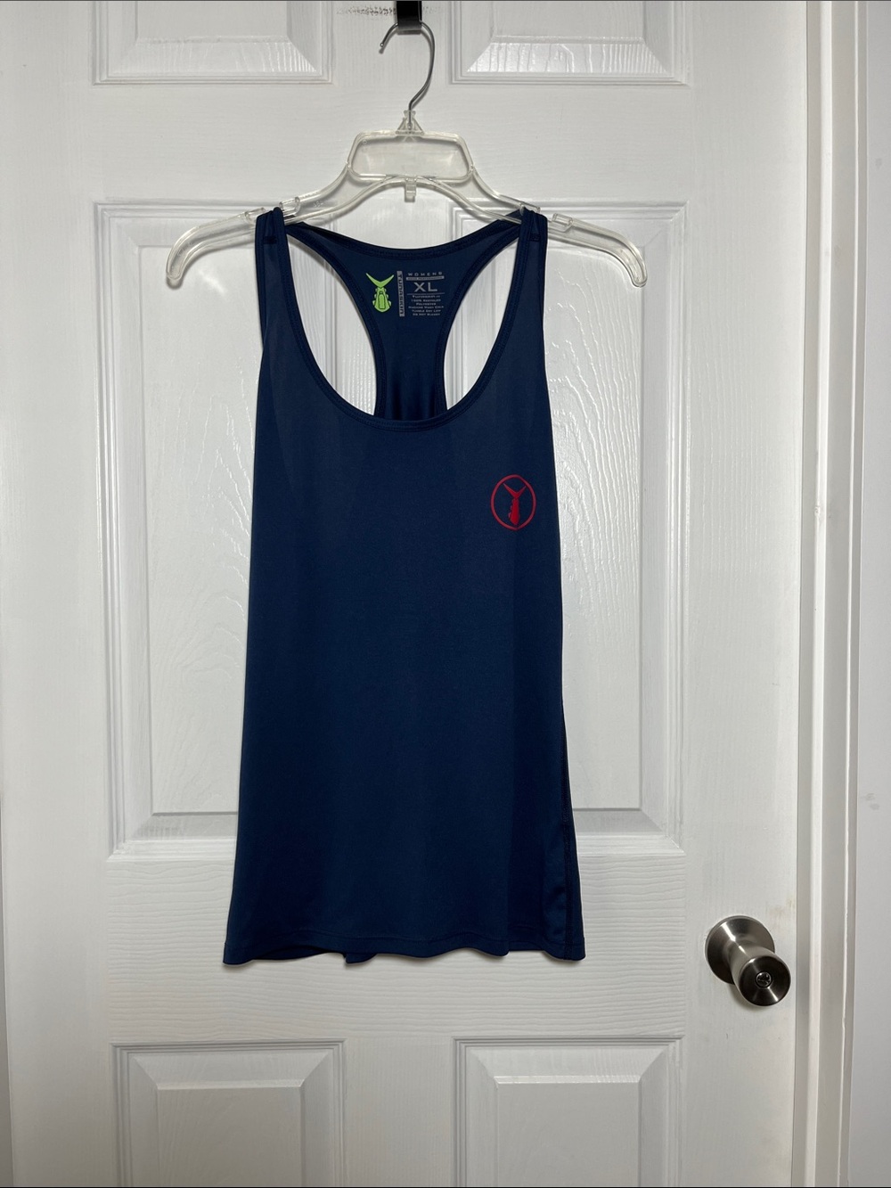 Tunaskin Women's Navy Racerback Tank with Red Accent - XL